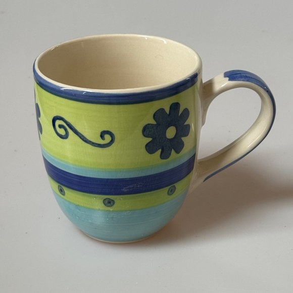 Mulberry Home Collection Mug Green Floral Stoneware Coffee Cup - Picture 1 of 6